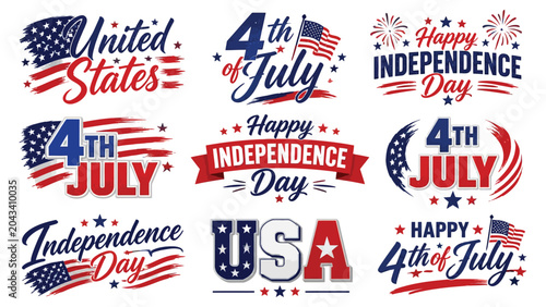 4th of july patriotic logos and labels