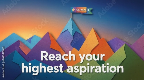 Mountain Peaks Summit With Inspirational Message