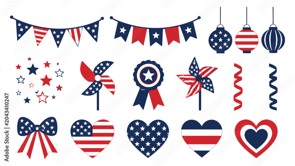 Obraz premium Patriotic american symbols and decorations