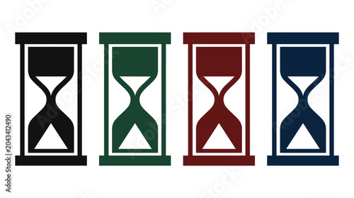 Set of Colorful Hourglass Icons Representing Time Business and Process Flow