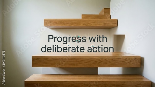 Modern Wooden Stairs Symbolizing Progress and Action