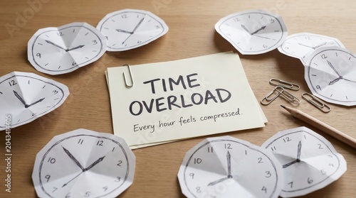 Time Overload Concept With Clocks Showing Mental Overload