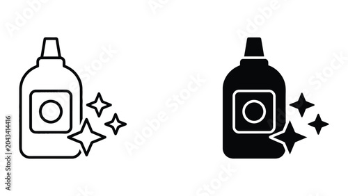 Foto Cleaning product icon set in outline and solid glyph style vector