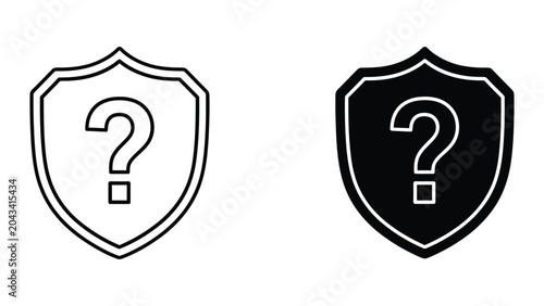Foto Shield with question mark icon set in outline and solid glyph style vector
