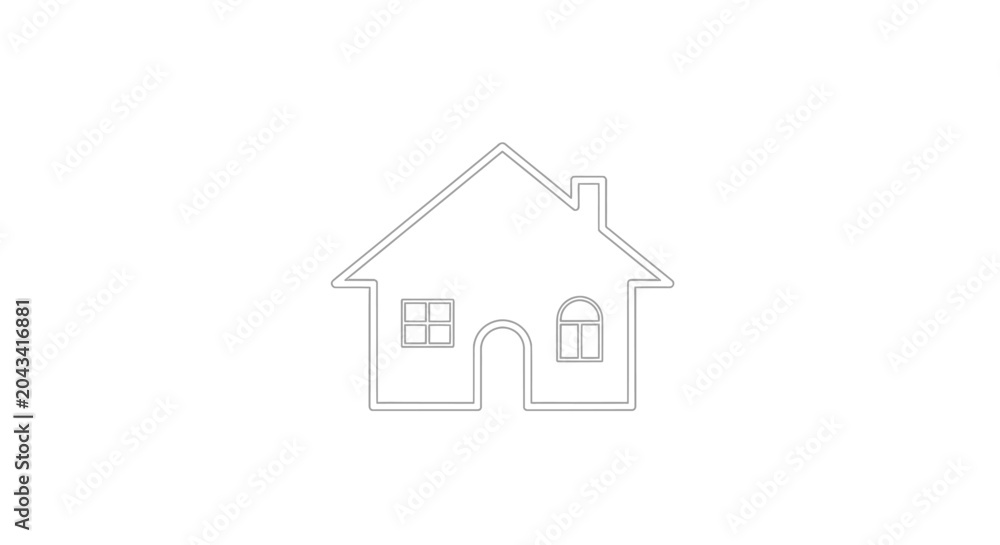 Fototapeta premium Minimalist outline of a house, representing concept of home, residence, and housing