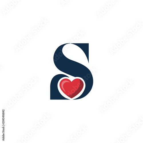 Elegant Letter S Logo with Heart Shape – Modern Love and Care Brand Identity Design