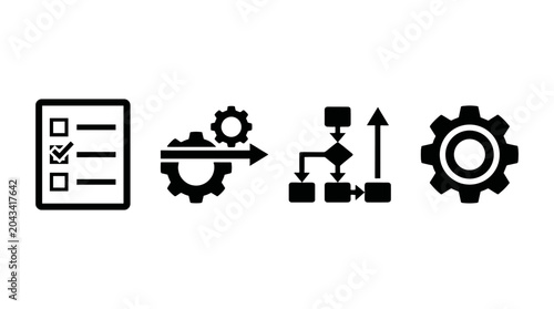 Foto Productivity, automation and workflow vector icon set
