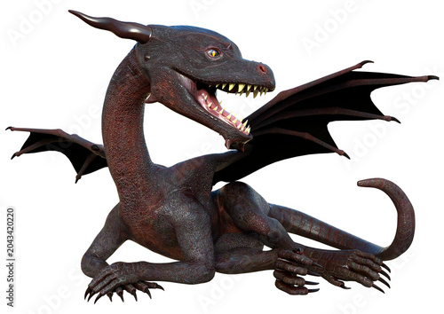 3D Rendering Fairy Tale Dragon on White