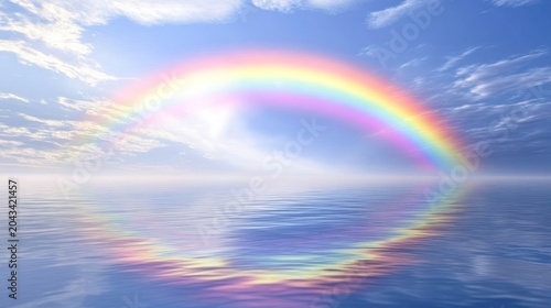 Rainbow over calm sea
