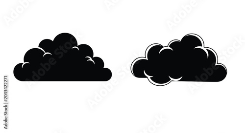 Canvastavla Four black cloud silhouettes arranged on a plain white background