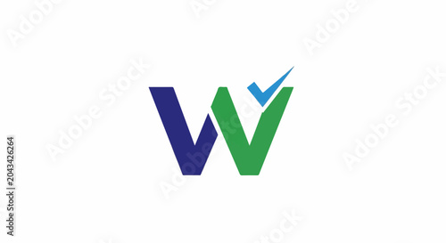 Logo of two interlocking 'W' shapes, one navy, one green, with a blue checkmark