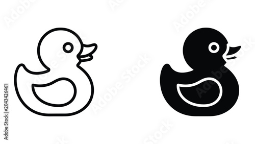 Foto Duck icon set in outline and solid glyph style vector