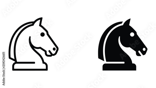 Konstfotografi Chess knight icon set in outline and solid glyph style vector