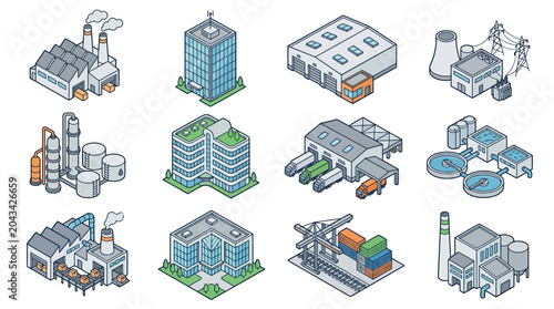 Photos Industrial buildings and factory structures.