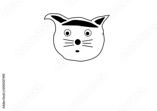Charming Hand-Drawn Cat Head Illustration Capturing a Whimsical and Simple Animal Essence