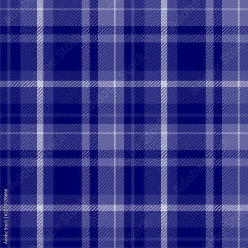 Plaid pattern featuring dark navy blue, royal blue, lavender blue, pale lavender, and pure white tones.