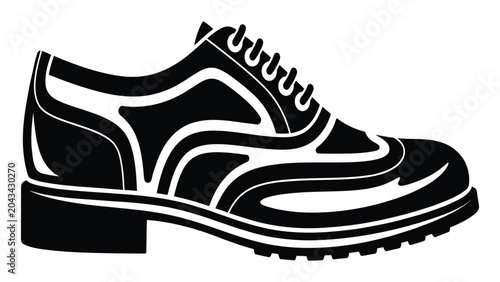 Tableau sur toile Oxford shoe displays intricate brogue detailing in a clean graphic design