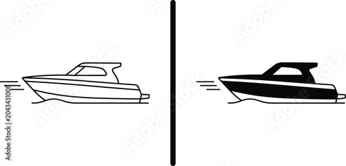 Foto A black and white illustration of two boats side by side in motion