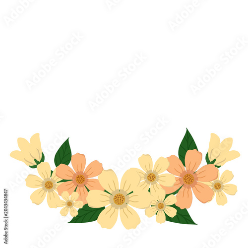 Pastel floral half border illustration