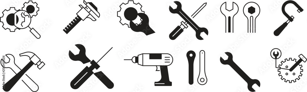 Εκτύπωση καμβά Service  and Tools icons set