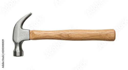 Fotografie Classic claw hammer with a wooden handle, a tool for construction and DIY projec
