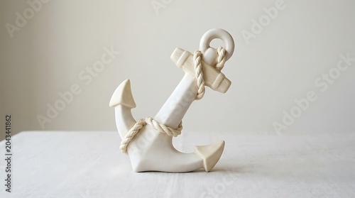 Decorative Nautical Anchor Figurine on a White Surface.