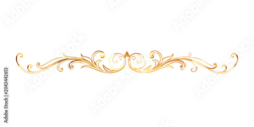 Ornate golden filigree scrollwork divider, vector