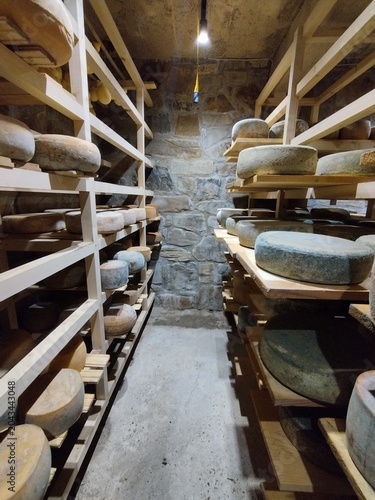 Traditional cheese maturation warehouse at a local farm in Carpathians