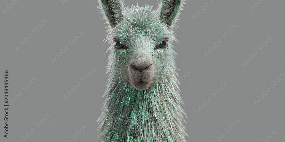 Obraz premium robotic llama with metallic mechanical fur