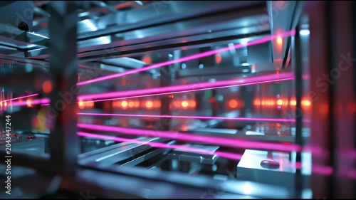Innovation in energy technology at a laboratory showing advanced laser systems operating in real time