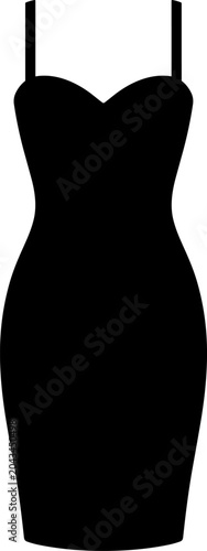 Photos Simple and elegant black dress silhouette icon with sweetheart neckline, isolated on white background, vector graphic for image_57ae22