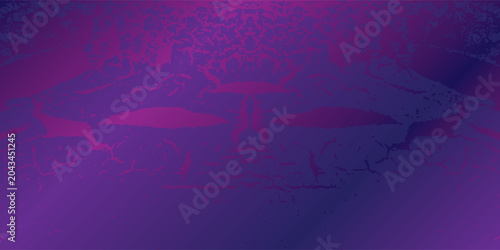 Schilderij op canvas Mysterious abstract background featuring a deep purple-to-indigo color gradient overlaid with an intricate, symmetrical cracked texture and digital noise artifacts