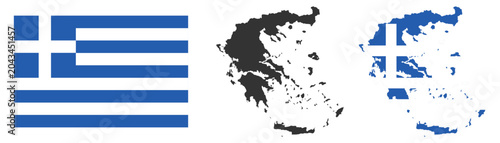 Greece flag and map vector illustration