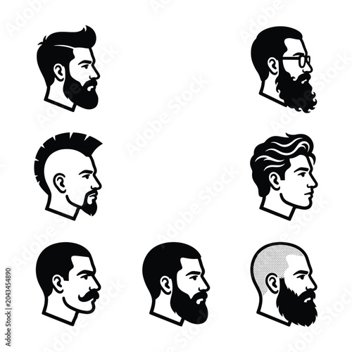 Grooming haircut templates from side view illustration