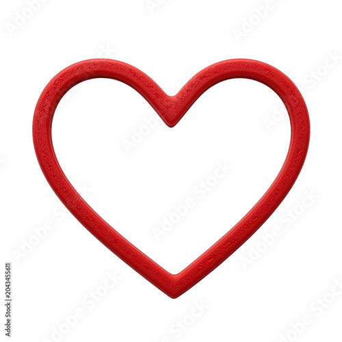 Red Heart Shaped Frame with Intricate Texture Isolated