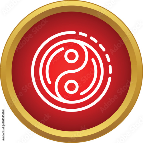 Photography Yin yang symbol representing balance and dualism in a red circle