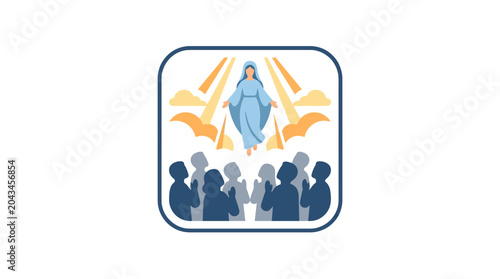 Photos Illustration of the Assumption of the Blessed Virgin Mary with praying people
