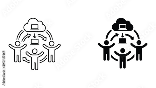 Foto Digital cloud computing and team connectivity vector illustration representing r