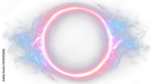 Tableau sur toile Neon portal vortex glowing circle abstract energy sci fi illustration