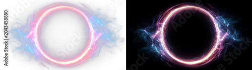 Fotografie Neon energy portal glowing abstract ring futuristic vortex illustration
