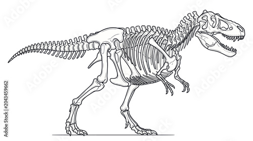 Fotografie Tyrannosaurus Rex Skeleton Illustration - Prehistoric Animal Anatomy