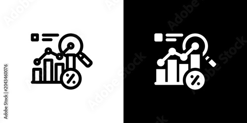 Score Analysis Chart Percentage Icon concept with flat Black White Background. Vector illustration.