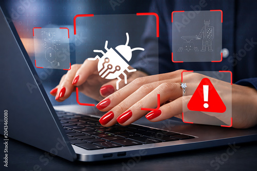 Canvas Print Digital security concept with illustrating the essential process of identifying