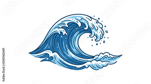 Photography A stylized illustration of a powerful ocean wave crashing with white sea foam