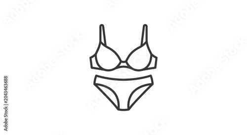 Photos Minimalist line art illustration of a matching bra and panty lingerie set