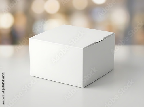Blank white cardboard cake box mockup for food packaging design, square container, takeaway pastry template, branding display