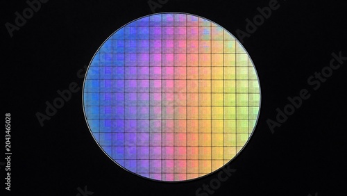 silicon. Monocrystalline silicon wafer on black surface, semiconductor technology concept. product launch decks, UI/UX mockups, designed for product launches and innovation pitches.