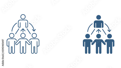 Bilde på lerret Organizational hierarchy and team management icons featuring leader and subordin
