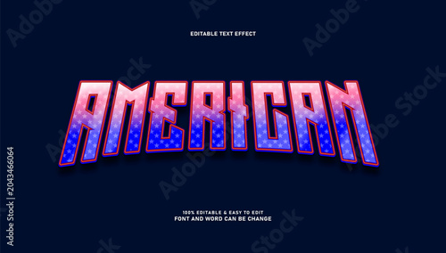 American flag editable text effect with star pattern and patriotic 4th of july 3d font style