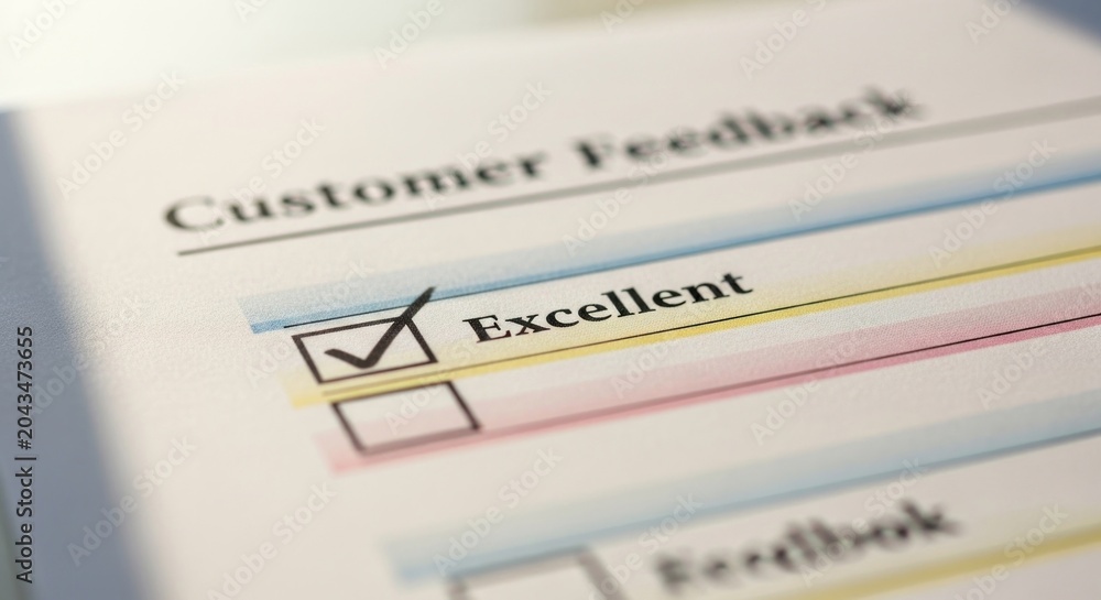 Fototapeta premium Customer Feedback Form with Excellent Rating Selected.